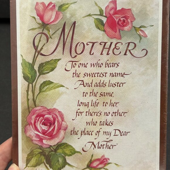 Mother Poem Print With Stand Pink Roses Floral New Sealed Mothers Day Christmas - Picture 2 of 9